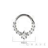 316L SURGICAL STEEL CZ KITE ROUND MULTI CZ SEPTUM HINGED SEGMENT HOOP RING